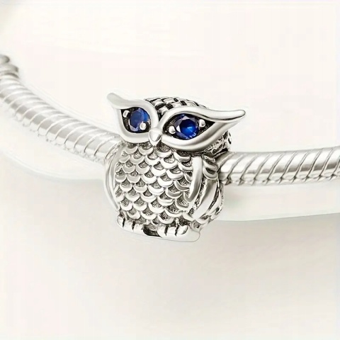 Koralik Zawieszka Charms Beads Srebrna S925 Sowa Owl Bransoletka Modułowa