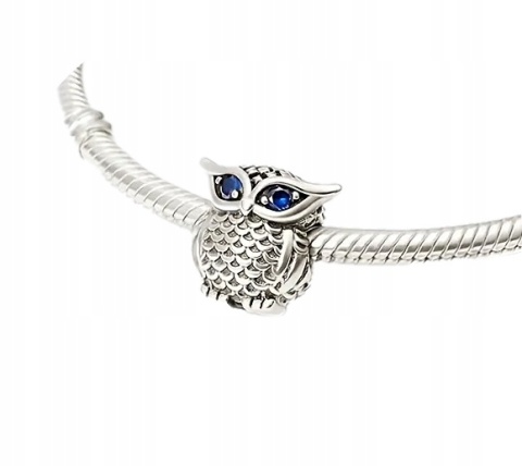 Koralik Zawieszka Charms Beads Srebrna S925 Sowa Owl Bransoletka Modułowa