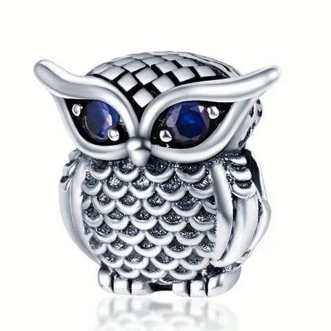 Koralik Zawieszka Charms Beads Srebrna S925 Sowa Owl Bransoletka Modułowa