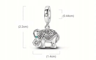 Koralik Zawieszka Srebrna S925 Indyjski Słoń Szczęście Kwiatowy Ornament
