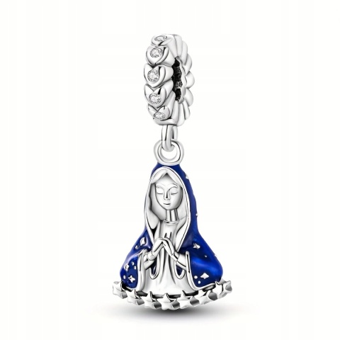 Koralik Zawieszka Charms Beads Srebrna S925 Matka Boska Maryjka Niebiańska