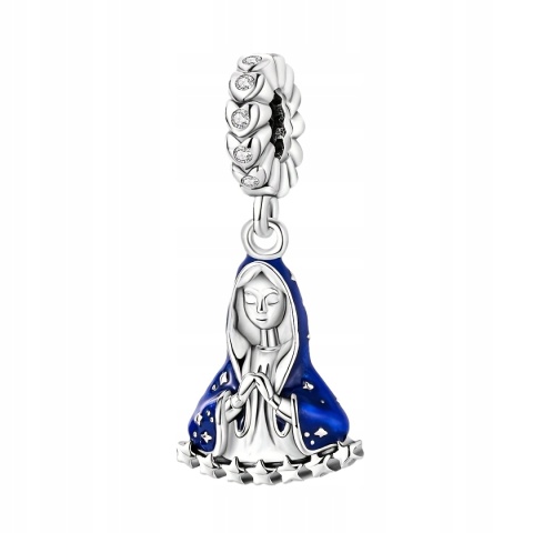 Koralik Zawieszka Charms Beads Srebrna S925 Matka Boska Maryjka Niebiańska