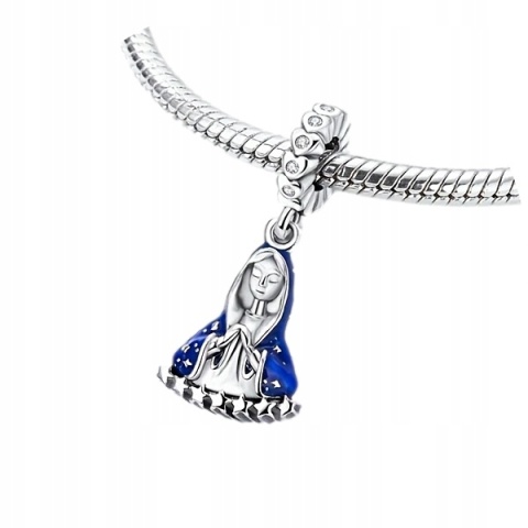 Koralik Zawieszka Charms Beads Srebrna S925 Matka Boska Maryjka Niebiańska