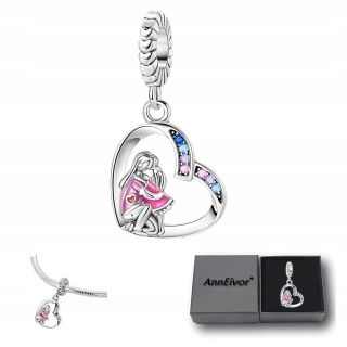 Zawieszka Charms Srebrna S925 Matka Córka Miłość Prezent Na Dzień Matki