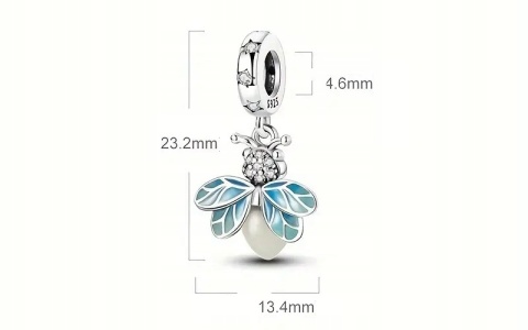 Zawieszka Charms Srebrna S925 Świetlik Świecący W Nocy Koralik Modułowy