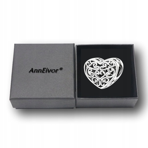 Zawieszka Koralik Modułowy Charms Srebrna S925 Ornament Ażurowe Serce Love