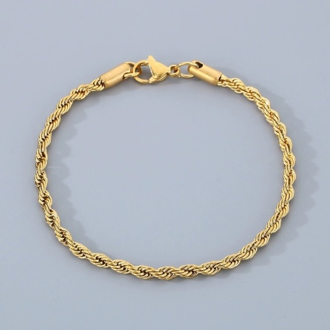 Bransoletka Męska Srebrna 18 cm Pleciona Twist Cienka 3 mm Stal Tytanowa