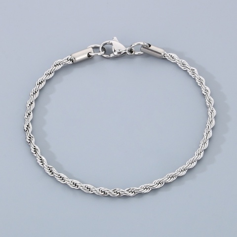 Bransoletka Męska Złota 18 cm Pleciona Twist Cienka 3 mm Stal Tytanowa