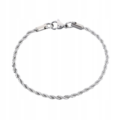 Bransoletka Męska Złota 18 cm Pleciona Twist Cienka 3 mm Stal Tytanowa