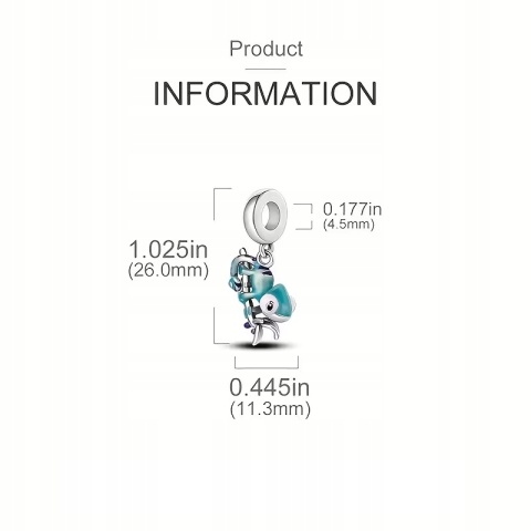 Koralik Modułowy Srebrny S925 Kolorowy Kameleon Zmieniający Kolor Stylowy