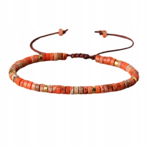 Bransoletka Kamień Naturalny Pomarańczowy Jaspis Cesarski 2x4 mm Regulowany