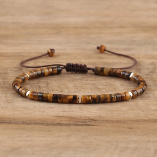 Bransoletka Koraliki Kamień Naturalny Tygrysie Oko 2 x 4 mm Regulowany