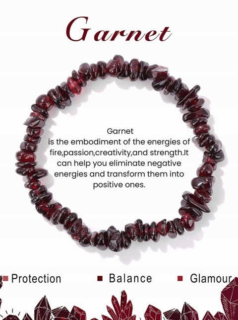Bransoletka Uniseks Kamień Naturalny Garnet Koraliki 5-8 mm Regulowana