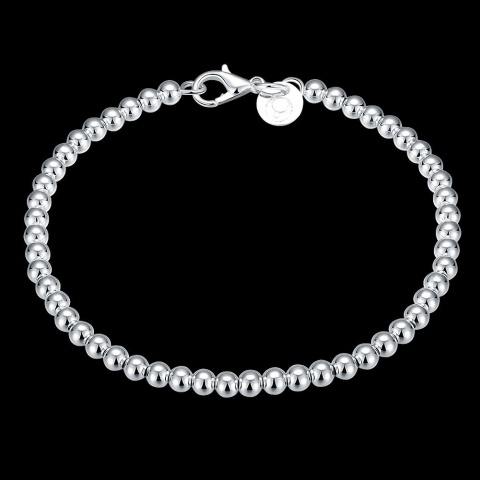 Bransoletka Damska Srebrna 925 Łańcuszek Delikatne Okrągłe Kuleczki 4 mm