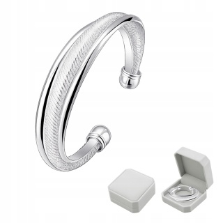 Bransoletka Damska Srebrna Bangle Mesh Siateczka Asymetryczna Na Prezent