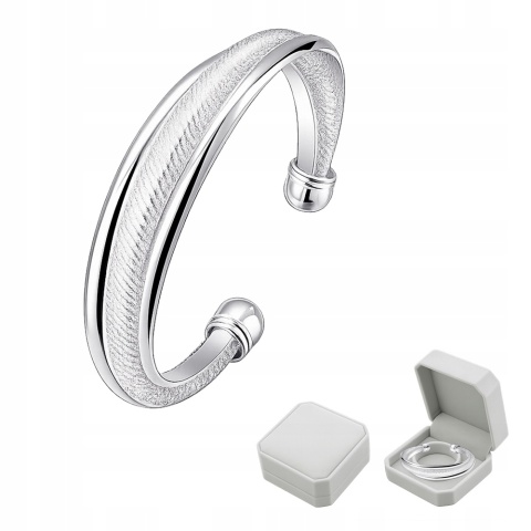 Bransoletka Damska Srebrna Bangle Mesh Siateczka Asymetryczna Na Prezent