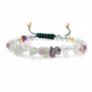 Bransoletka Pleciona Kamień Naturalny Fluoryt Koraliki 5-8 mm Regulowana