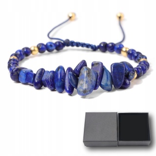 Bransoletka Pleciona Kamień Naturalny Lapis Lazuli Korale 5-8 mm Regulacja