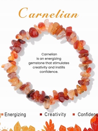 Bransoletka Uniseks Kamień Karneol Carnelian Koraliki 5-8 mm Regulowana