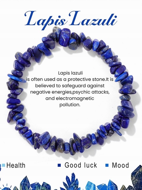Bransoletka Uniseks Kamień Natural Lapis Lazuli Koraliki 5-8 mm Regulowana