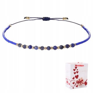 Bransoletka Damska Koraliki Fasetki Kamień Naturalny Lapis Lazuli