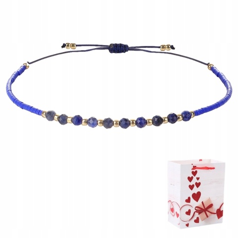 Bransoletka Damska Koraliki Fasetki Kamień Naturalny Lapis Lazuli