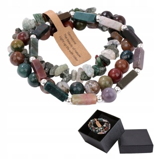 Zestaw 3 x Bransoletka 5-8 mm Kamień Agat Indyjski Indian Agate Uniseks
