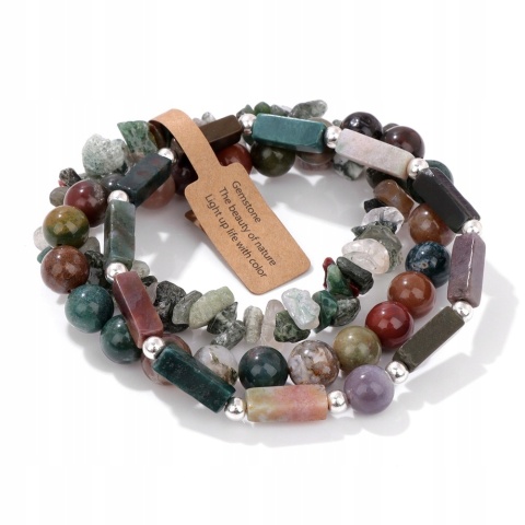 Zestaw 3 x Bransoletka 5-8 mm Kamień Agat Indyjski Indian Agate Uniseks