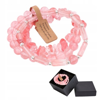 Zestaw 3 Bransoletka 5-8 mm Kamień Kwarc Arbuzowy Watermelon Quartz Uniseks