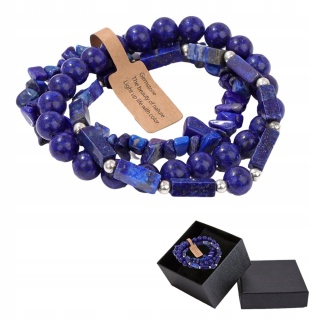 Zestaw 3 x Bransoletka 5-8 mm Kamień Lazuryt Błękitny Lapis Lazuli Uniseks
