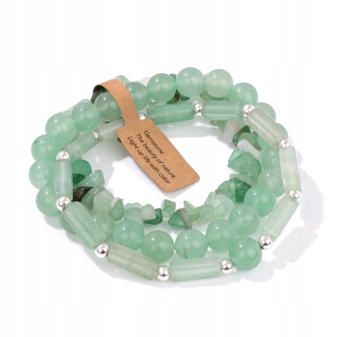 Zestaw 3 x Bransoletka 5-8 mm Kamień Naturalny Awenturyn Aventurine Uniseks