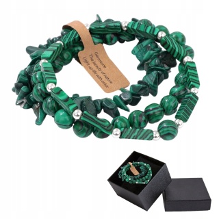 Zestaw 3 x Bransoletka 5 - 8 mm Kamień Naturalny Malachit Malachite Uniseks