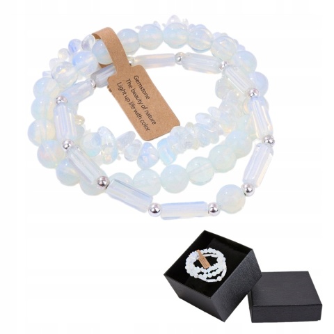Zestaw 3 x Bransoletka 5-8 mm Kamień Naturalny Opalit Opalite Uniseks