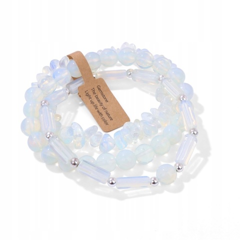 Zestaw 3 x Bransoletka 5-8 mm Kamień Naturalny Opalit Opalite Uniseks