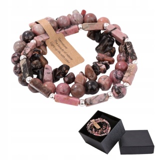 Zestaw 3 x Bransoletka 5 - 8 mm Kamień Naturalny Rodonit Rhodonite Uniseks