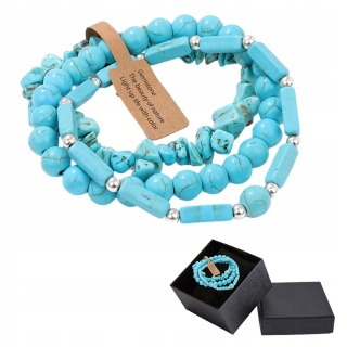 Zestaw 3 x Bransoletka 5-8 mm Kamień Naturalny Turkus Turquoise Uniseks