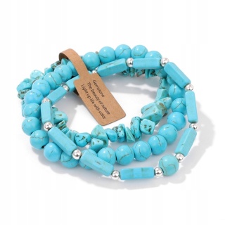 Zestaw 3 x Bransoletka 5-8 mm Kamień Naturalny Turkus Turquoise Uniseks