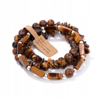 Zestaw 3 Bransoletka 5-8 mm Kamień Naturalny Tygrysie Oko Tiger Eye Uniseks