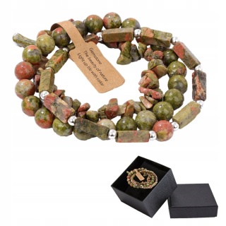 Zestaw 3 Bransoletka 5-8 mm Kamień Naturalny Unakit Unakite Jasper Uniseks