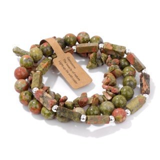 Zestaw 3 Bransoletka 5-8 mm Kamień Naturalny Unakit Unakite Jasper Uniseks