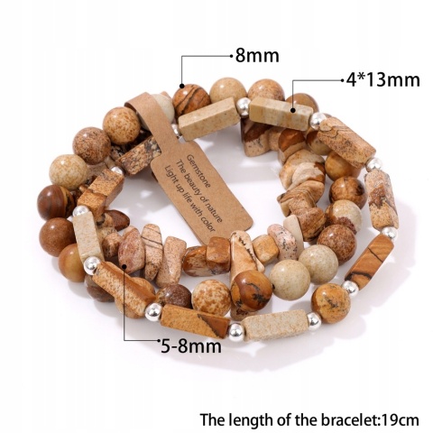 Zestaw 3 Bransoletka Męska 5-8 mm Kamień Natural Biały Howlit White Howlite