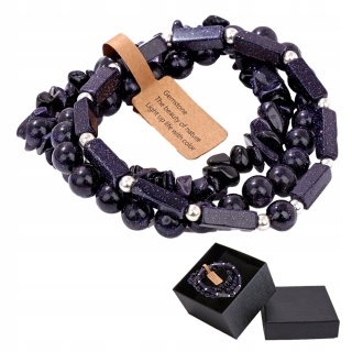 Zestaw 3 Bransoletka Męska 5-8 mm Kamień Naturalny Noc Kairu Blue Sandstone