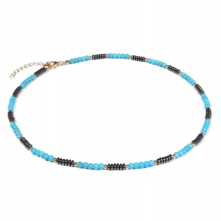 Naszyjnik Chocker Kamień Naturalny Turkus 4 mm Hematyt Koraliki Regulowany