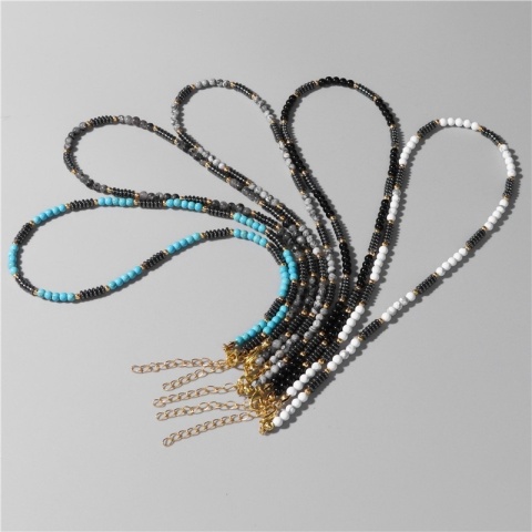 Naszyjnik Damski Chocker Kamień Naturalny Koraliki Czarny Onyx 4 mm Hematyt