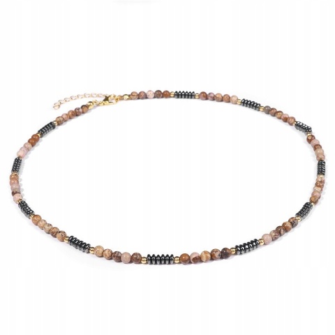 Naszyjnik Damski Chocker Kamień Naturalny Koraliki Czarny Onyx 4 mm Hematyt