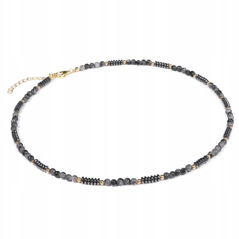 Naszyjnik Damski Chocker Kamień Naturalny Koraliki Czarny Onyx 4 mm Hematyt