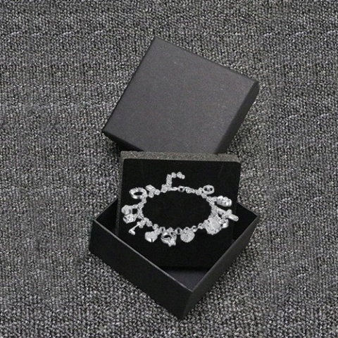 Bransoletka Damska Srebrna Łańcuszki 13 Zawieszek Charms 925 Kryształki